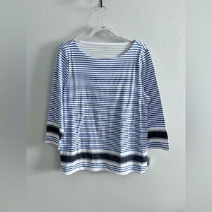 T BY TALBOTS Blue Striped 100% Cotton Shirt NWT